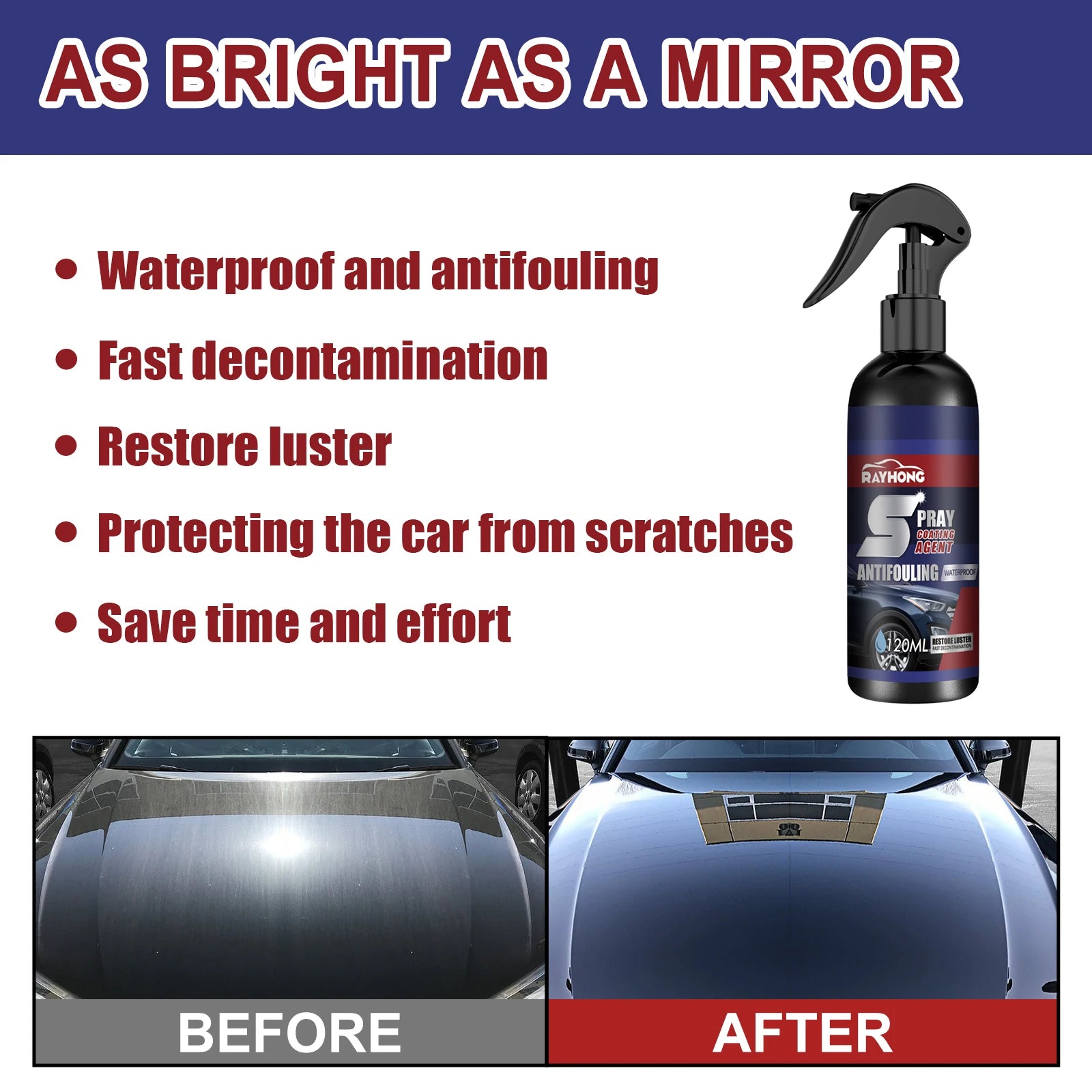Car Nano Ceramic Coating Quick Film Spray Anti-scratch Hydrophobic Paint Protection Wax Brightening Car Detailing Polish Kit 120