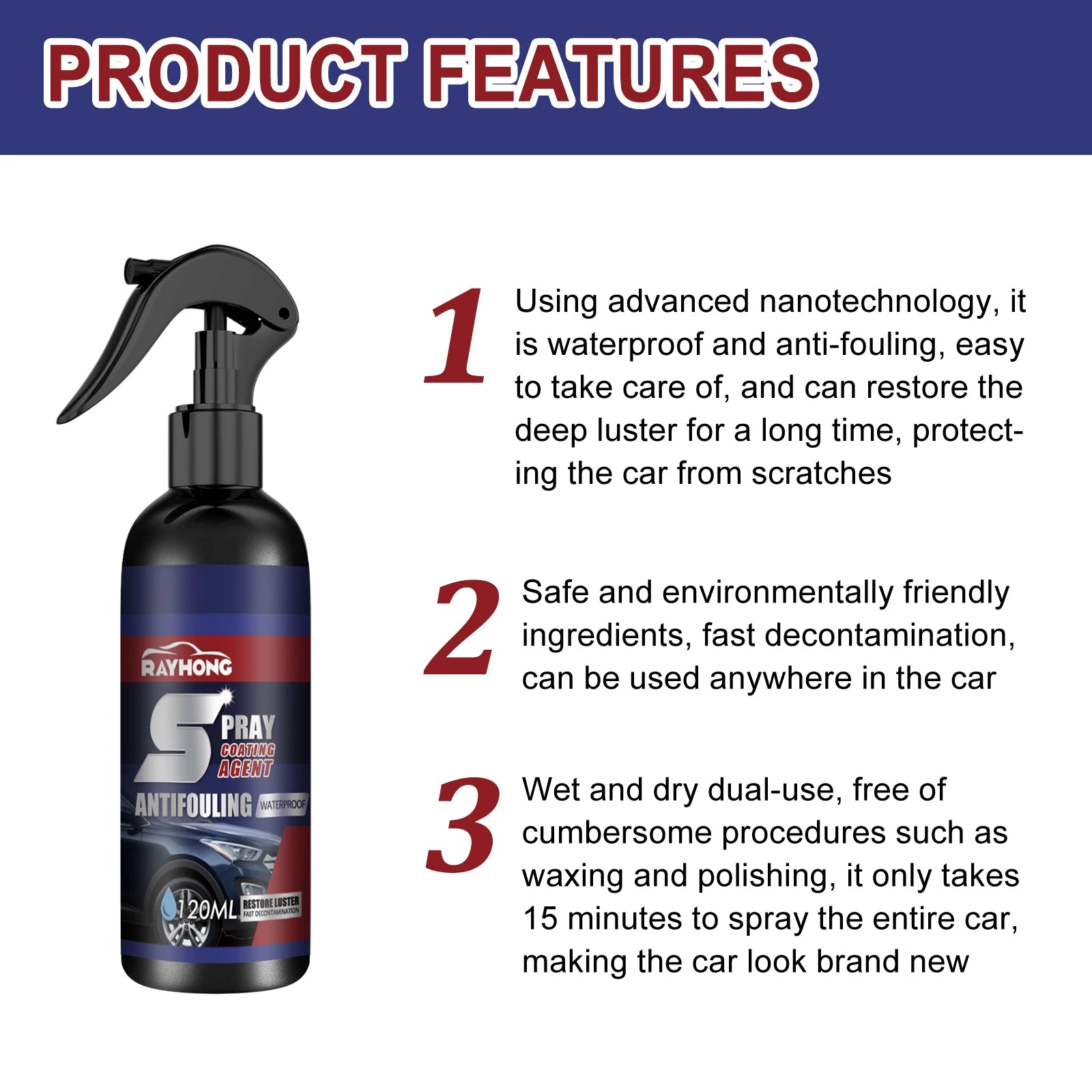Car Nano Ceramic Coating Quick Film Spray Anti-scratch Hydrophobic Paint Protection Wax Brightening Car Detailing Polish Kit 120