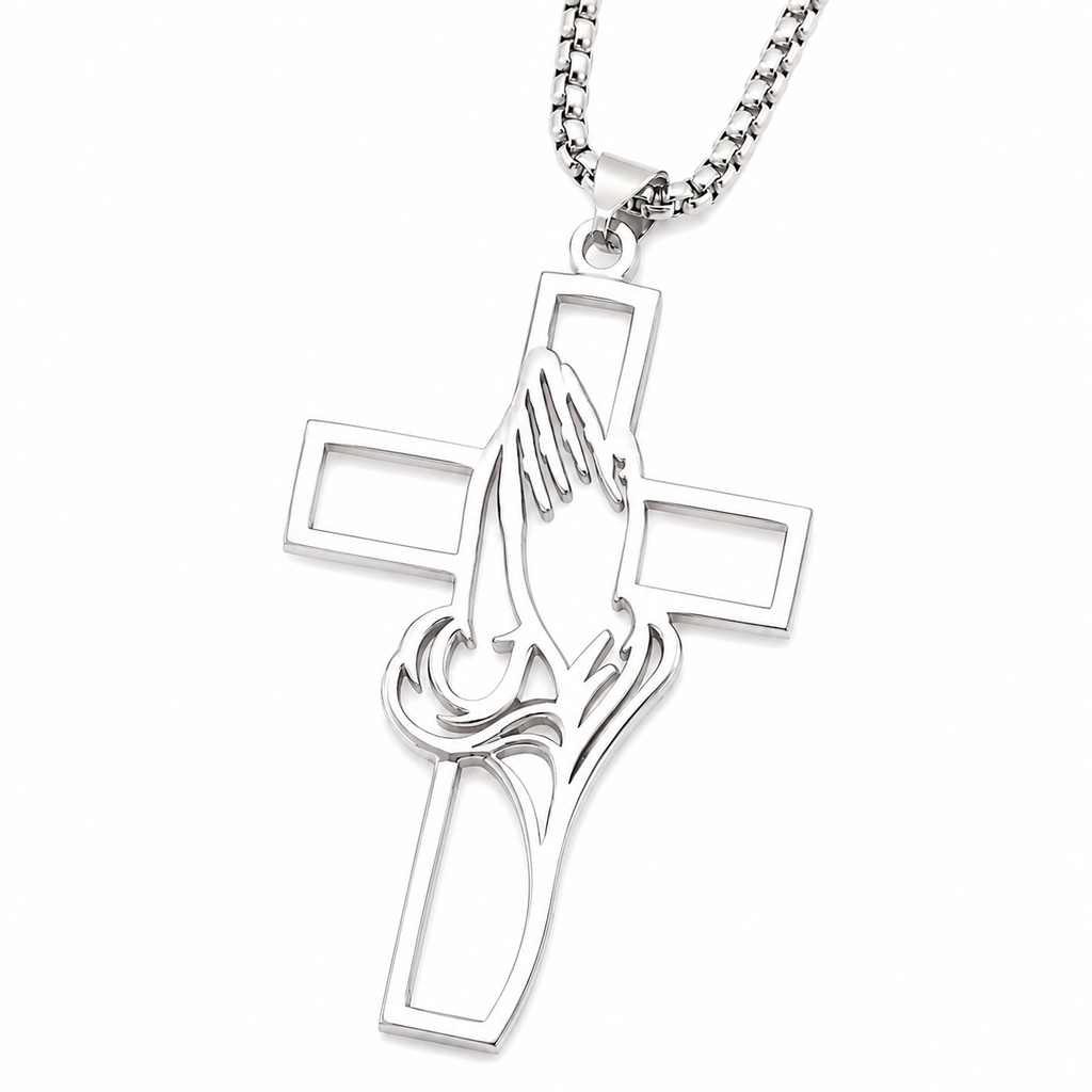 DREAMWEAVER - PRAYING HANDS CROSS CAR CHARM
