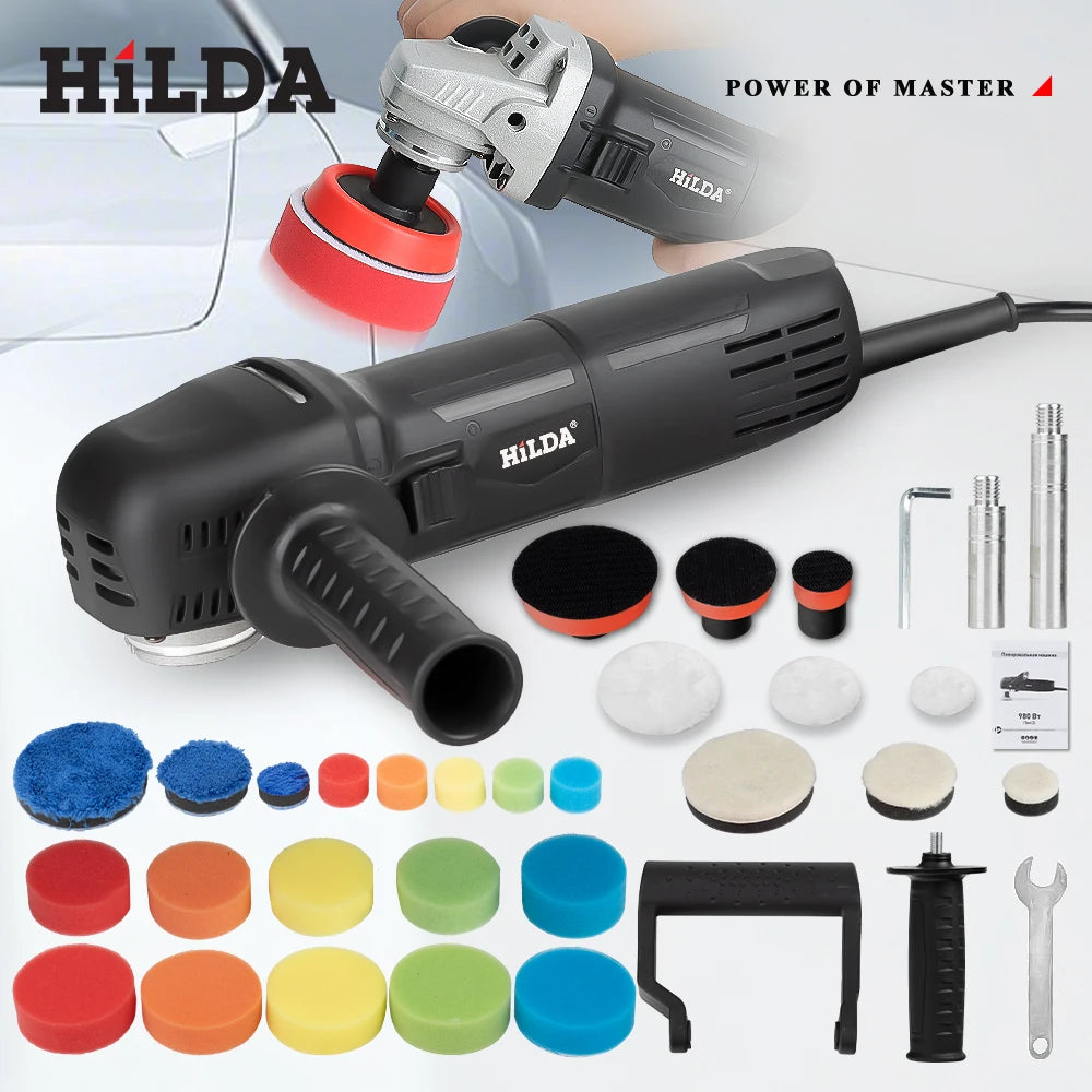 HILDA Car Electric Polisher Buffer Polisher Car Detailing Kit Polishing Pad Car Polishing And Waxing