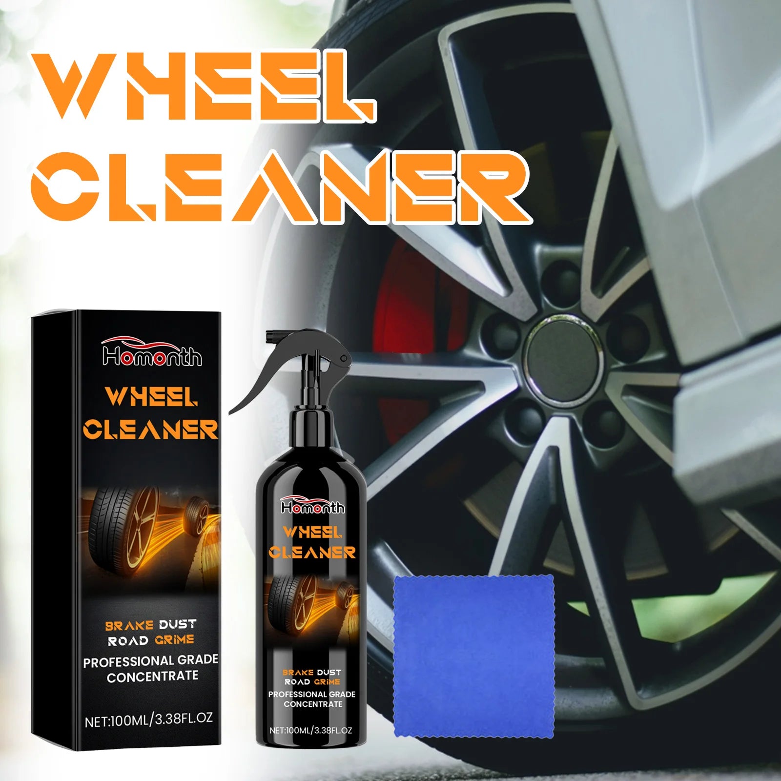 Wheel Cleaner Spray Professional Aluminum Rim Cleaner 100ml Brake Dust Remover Wheel Cleaner Long-Lasting Car Detailing Solution