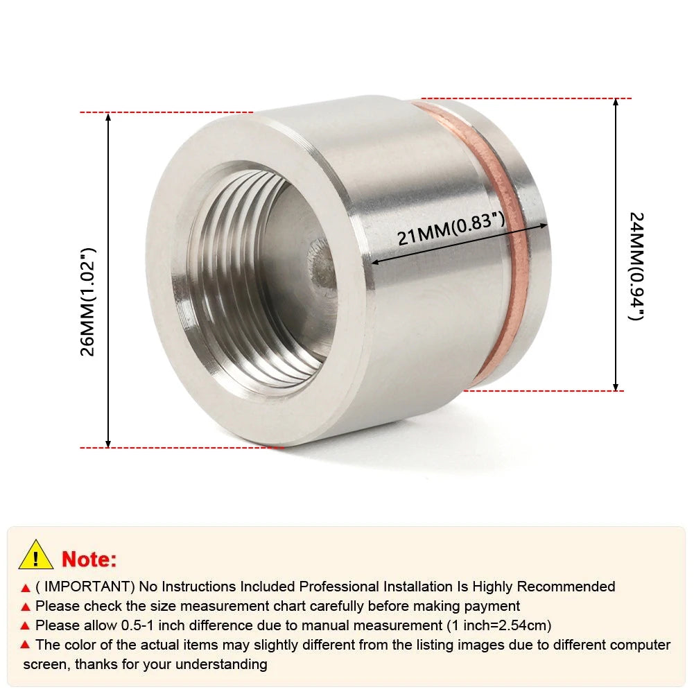 O2 Sensor Bung O2 Sensor Adapter M18x1.5 Oxygen Sensor Nut Weld Bung Plug Stainless Steel Curve Notched Universal Auto Parts