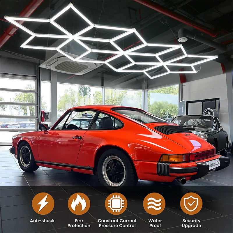 Fast Delivery 8x18.35ft Exhibition Car Detailing Lights Garage Workshop LED Starburst Lighting Kit Geometric Light Snowflake