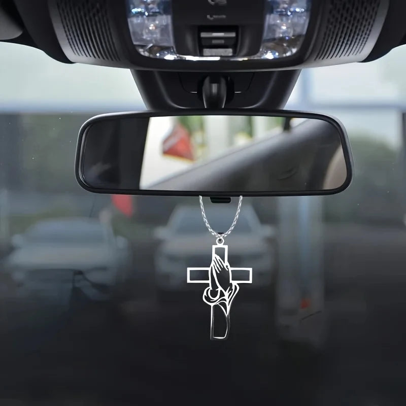 DREAMWEAVER - PRAYING HANDS CROSS CAR CHARM