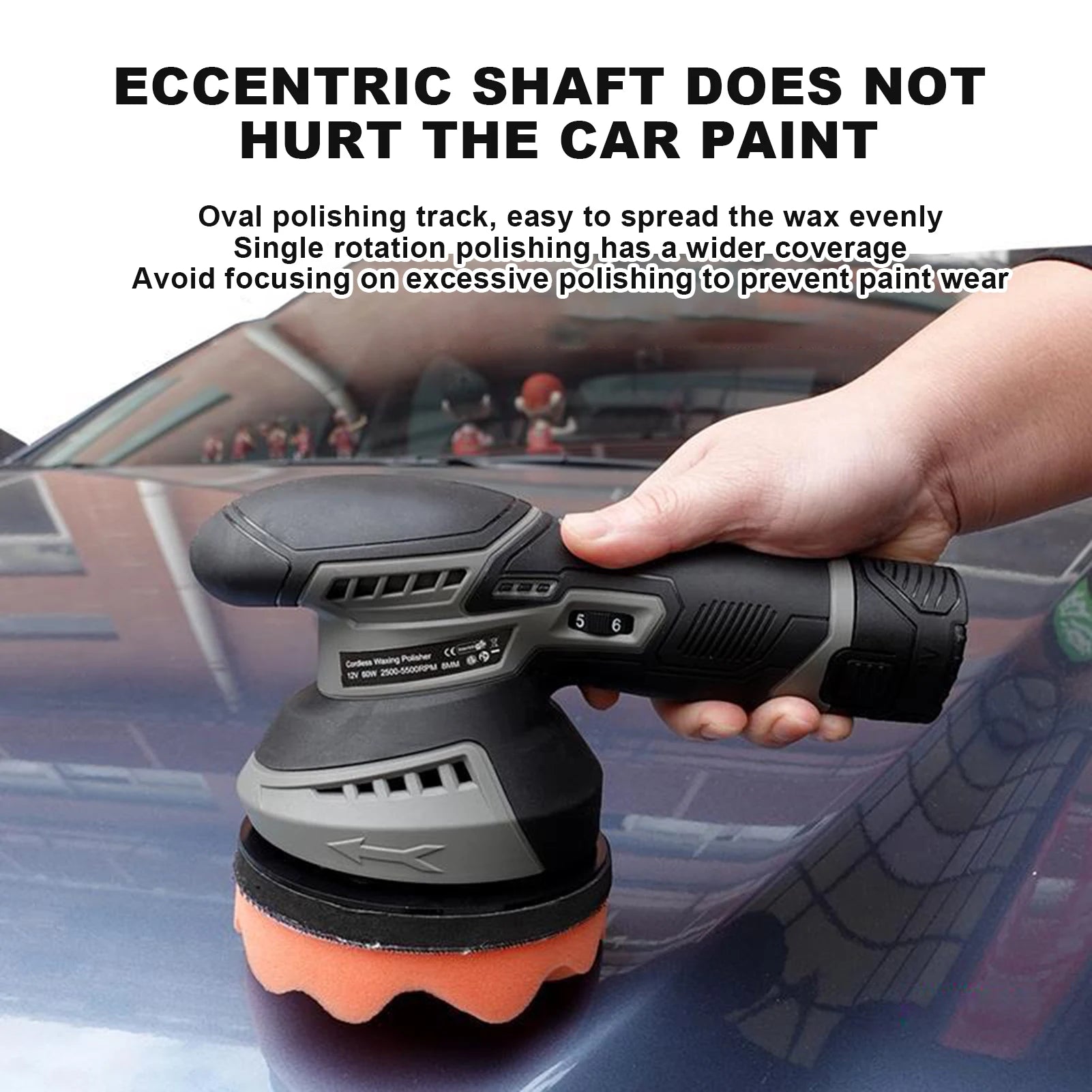 Cordless Car Buffer Polisher Kit 5250Rpm 6 Variable Speed Scratch Removing Battery Powered Car Detailing Wireless Polisher