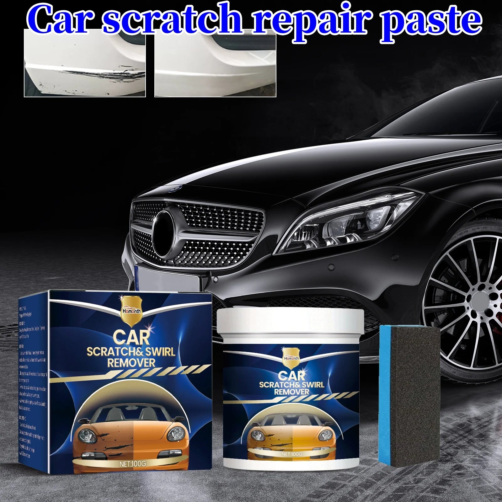 Homonth Car Scratch Repair Cream Auto Paint Repair Essence With Sponge Car Detailing Ceramic Wax Polisher For Cars Accessories