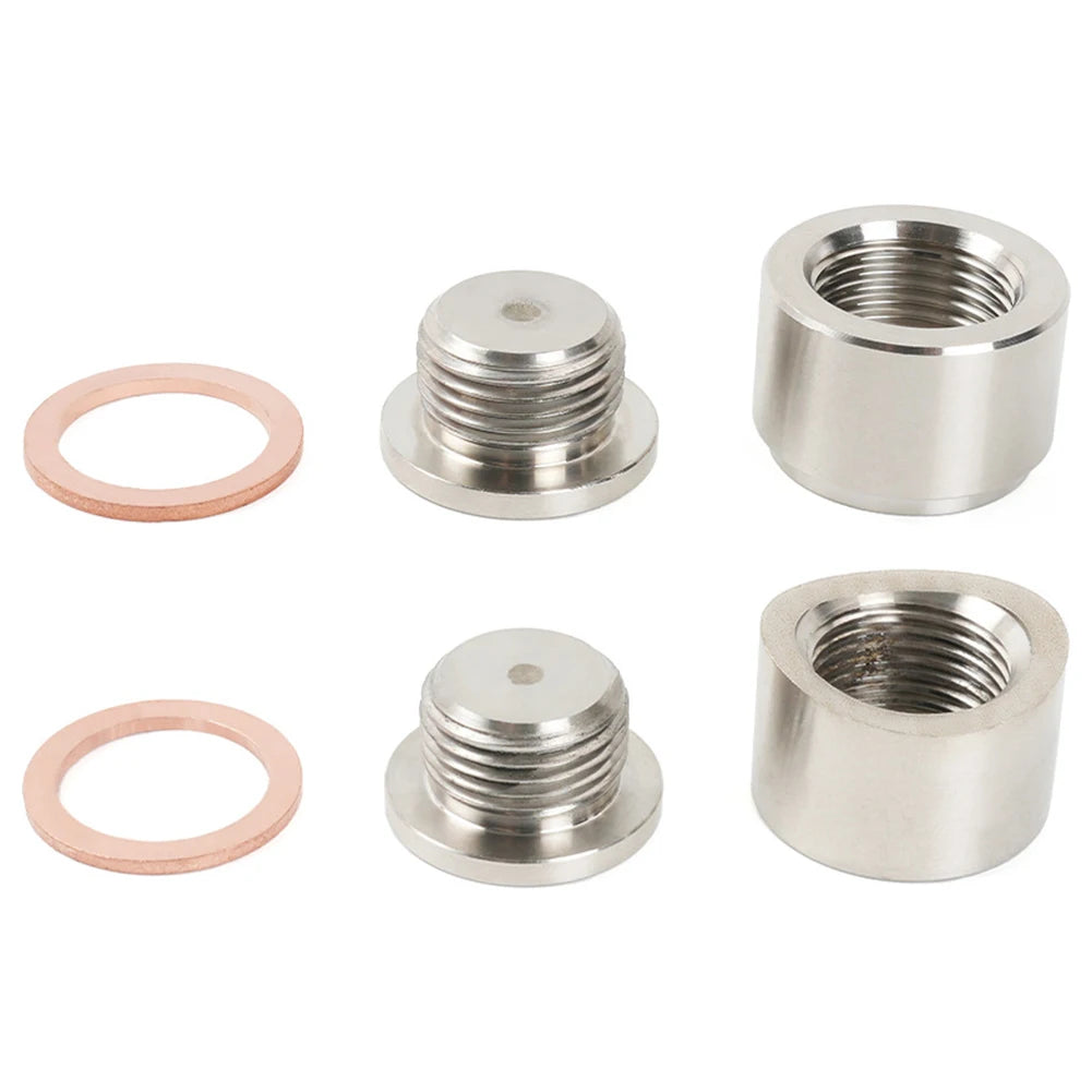 O2 Sensor Bung O2 Sensor Adapter M18x1.5 Oxygen Sensor Nut Weld Bung Plug Stainless Steel Curve Notched Universal Auto Parts