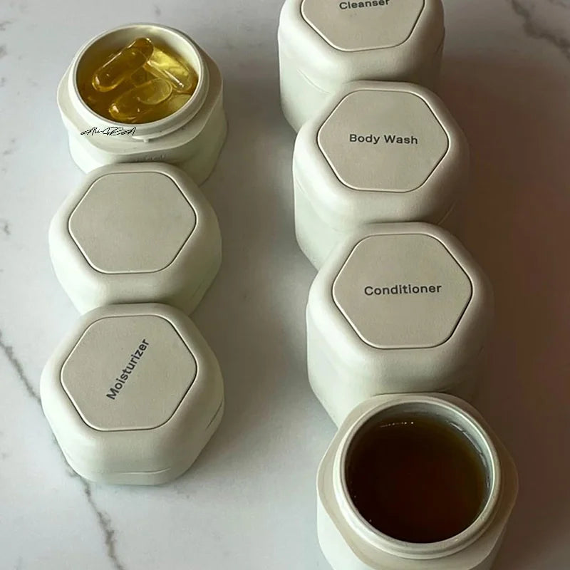 2/3Pcs Magnetic Travel Containers with Lids Cosmetic Dispenser Stacking Design Storage Bottles for Face Cream Sunscreen