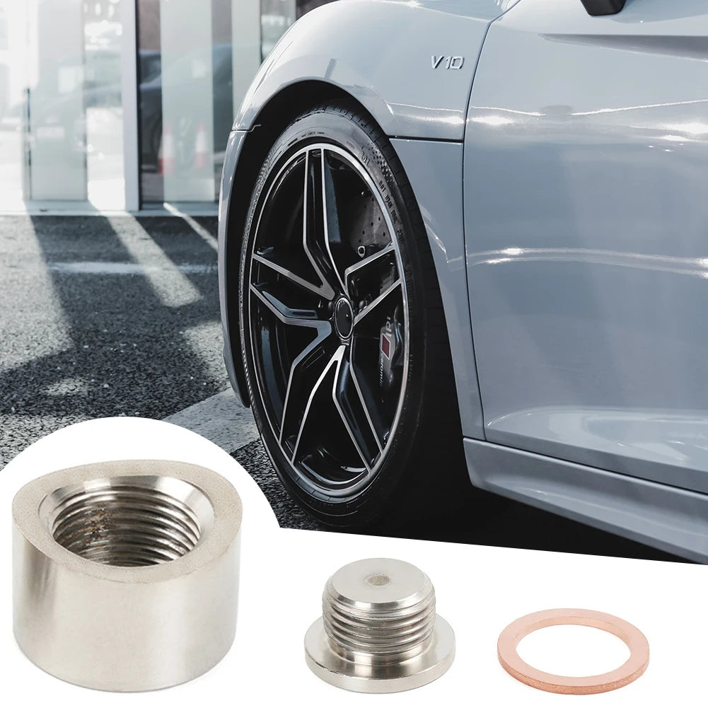 O2 Sensor Bung O2 Sensor Adapter M18x1.5 Oxygen Sensor Nut Weld Bung Plug Stainless Steel Curve Notched Universal Auto Parts