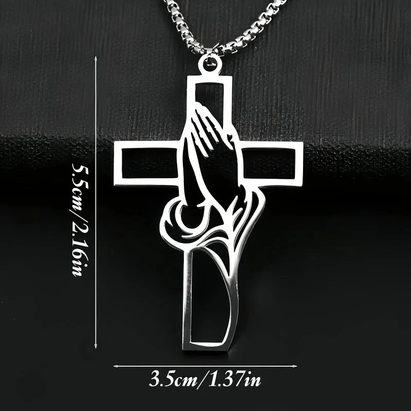 DREAMWEAVER - PRAYING HANDS CROSS CAR CHARM