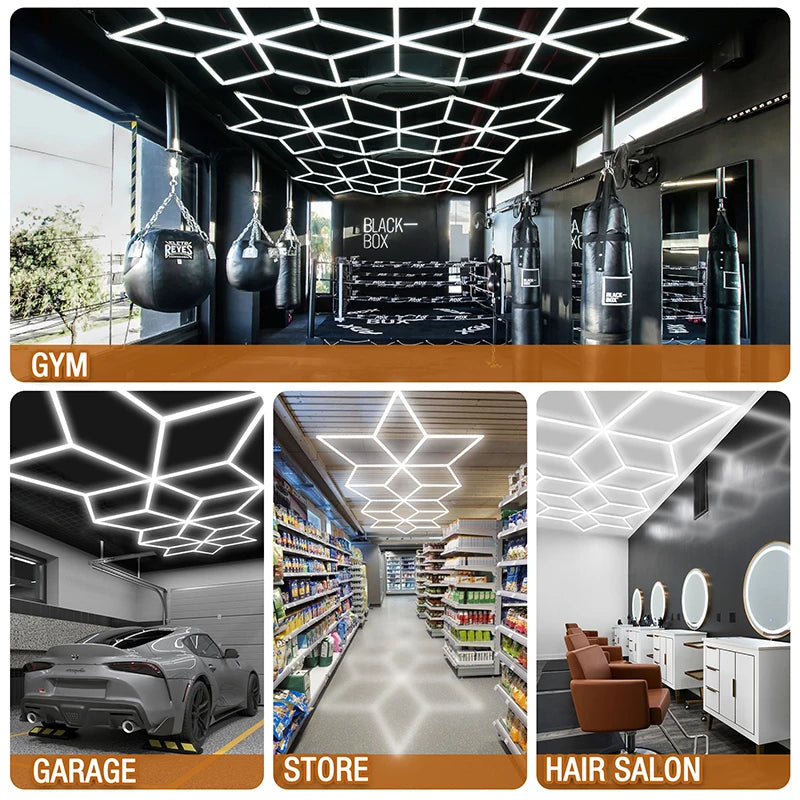 Fast Delivery 8x18.35ft Exhibition Car Detailing Lights Garage Workshop LED Starburst Lighting Kit Geometric Light Snowflake