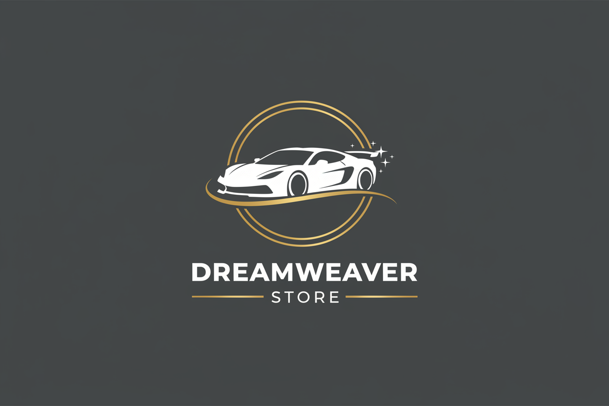 Dreamweaver Store White Car White Text Logo